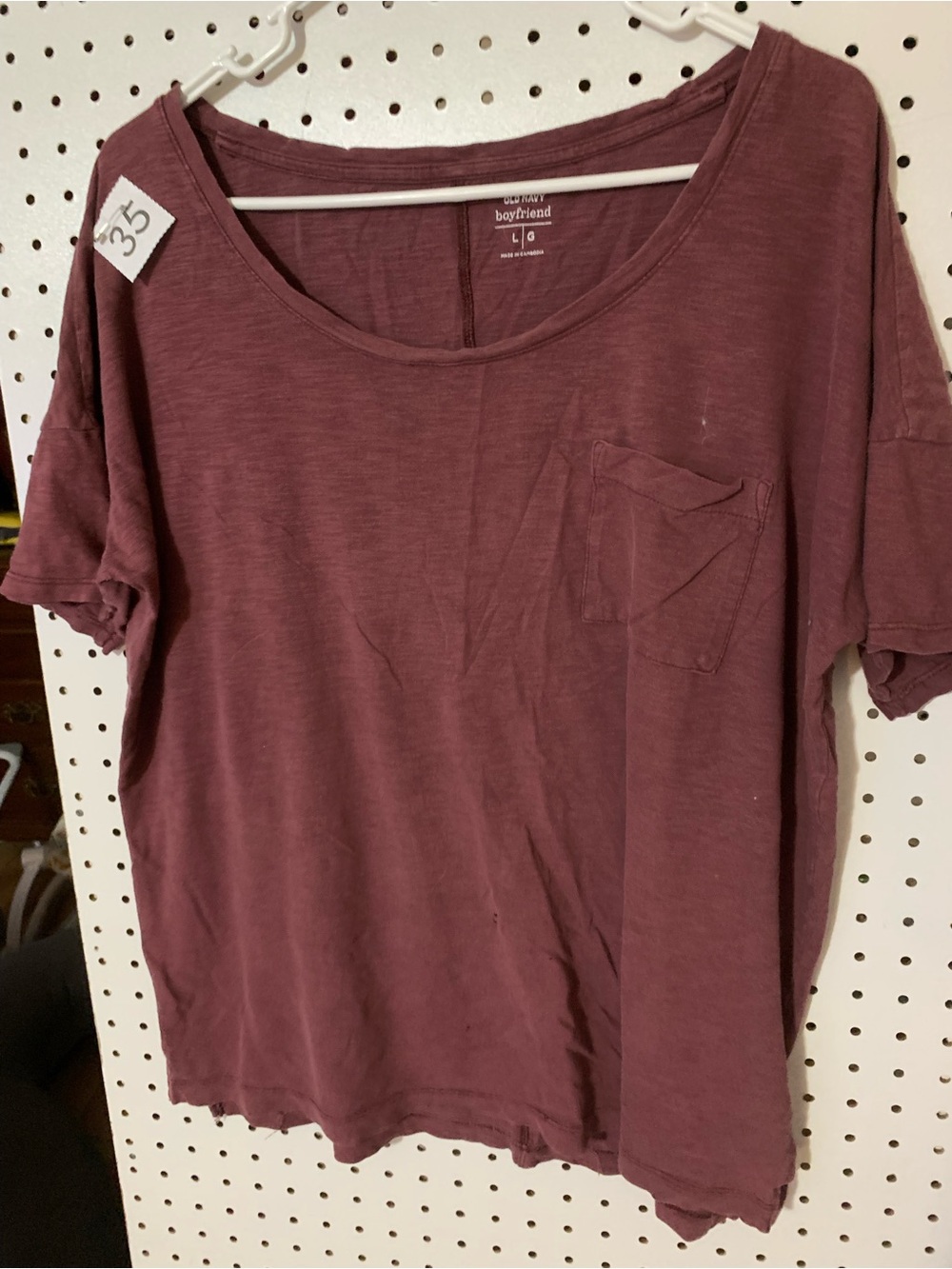 Love Tree Short Sleeve Pocket Tee in Burgundy